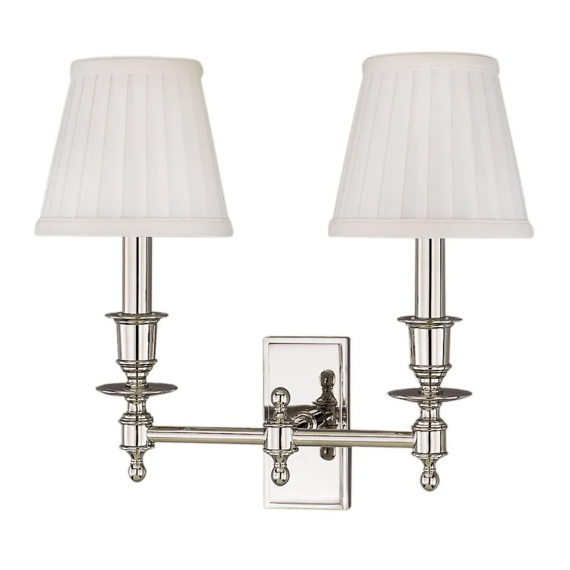 Ludlow 2-Light Wall Sconce in Polished Nickel 14W x 13H