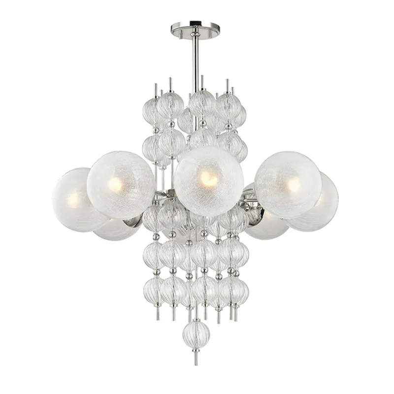 Calypso 8-Light Chandelier in Polished Nickel 33.5W x 32.5H