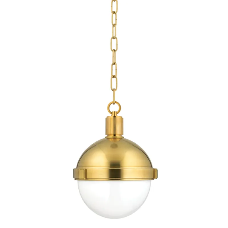Lambert 1-Light Pendant in Aged Brass 9.5W x 12.5H