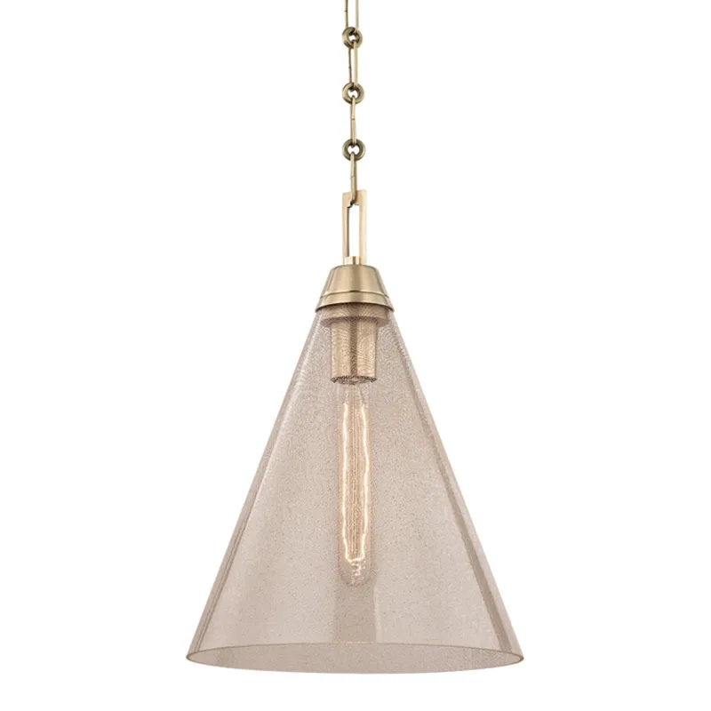 Newbury 1-Light Pendant in Aged Brass 10.75W x 16H