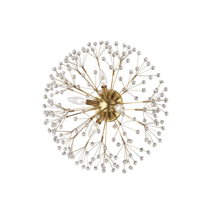 Dunkirk 4-Light Semi Flush in Aged Brass 20W x 10.75H