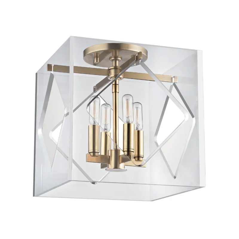 Travis 4-Light Semi Flush in Aged Brass 12L x 12W x 13.25H