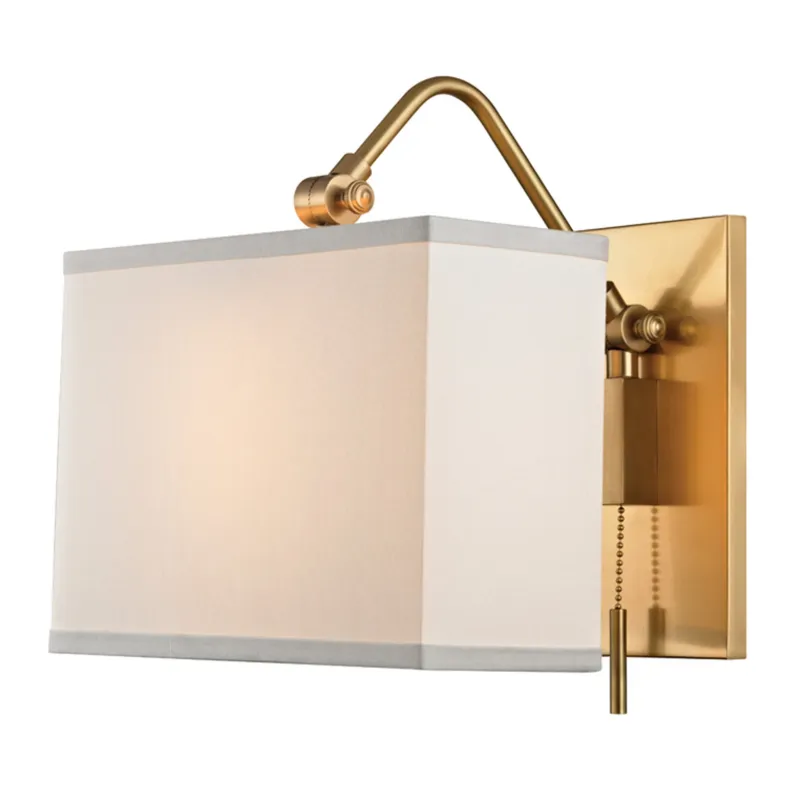 Leyden 1-Light Wall Sconce in Aged Brass 9W x 13.5H