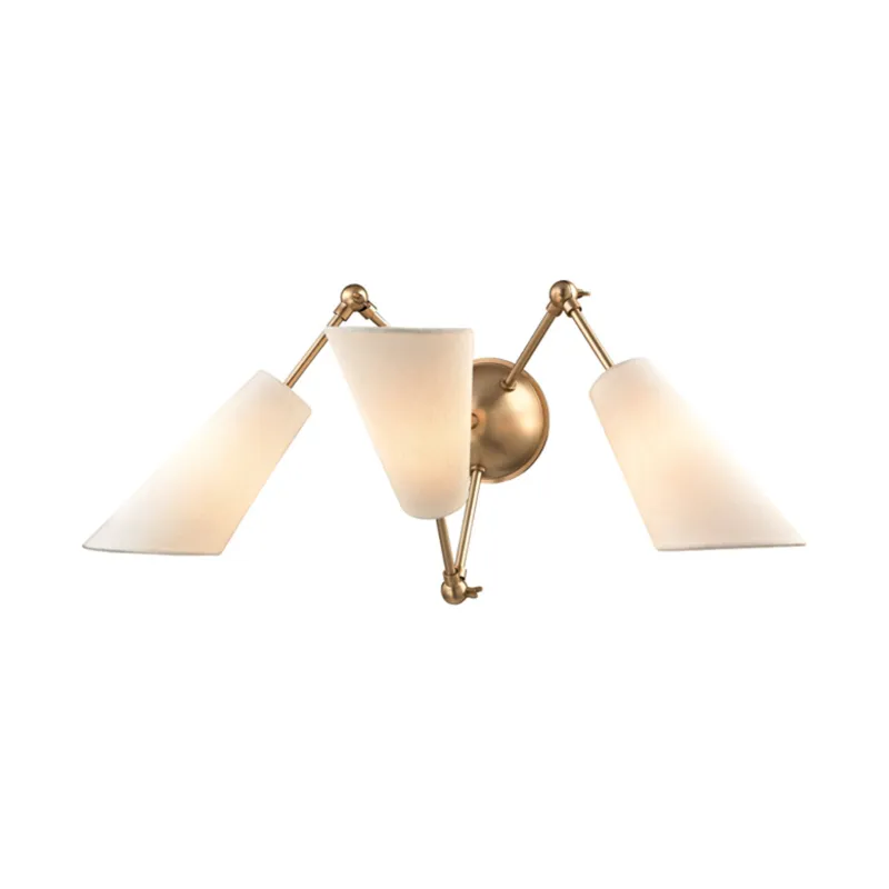 Buckingham 3-Light Wall Sconce in Aged Brass 27W x 11.5H