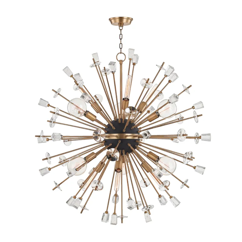 Liberty 12-Light Chandelier in Aged Brass 46W x 46H
