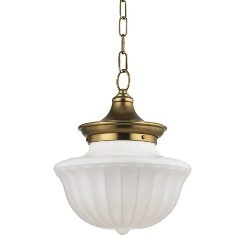 Dutchess 1-Light Pendant in Aged Brass 12W x 14.75H