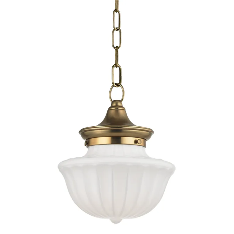 Dutchess 1-Light Pendant in Aged Brass 9W x 11.25H