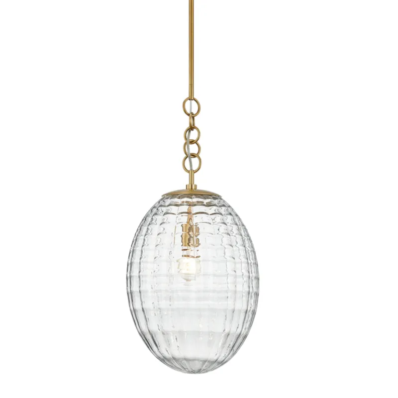Venice 1-Light Pendant in Aged Brass 12W x 27H