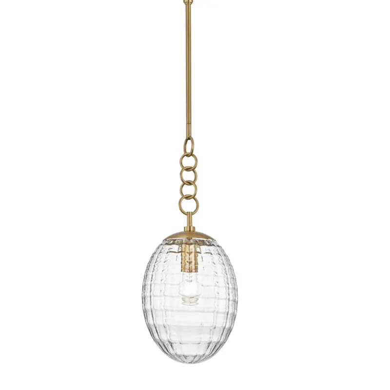 Venice 1-Light Pendant in Aged Brass 8.5W x 22H