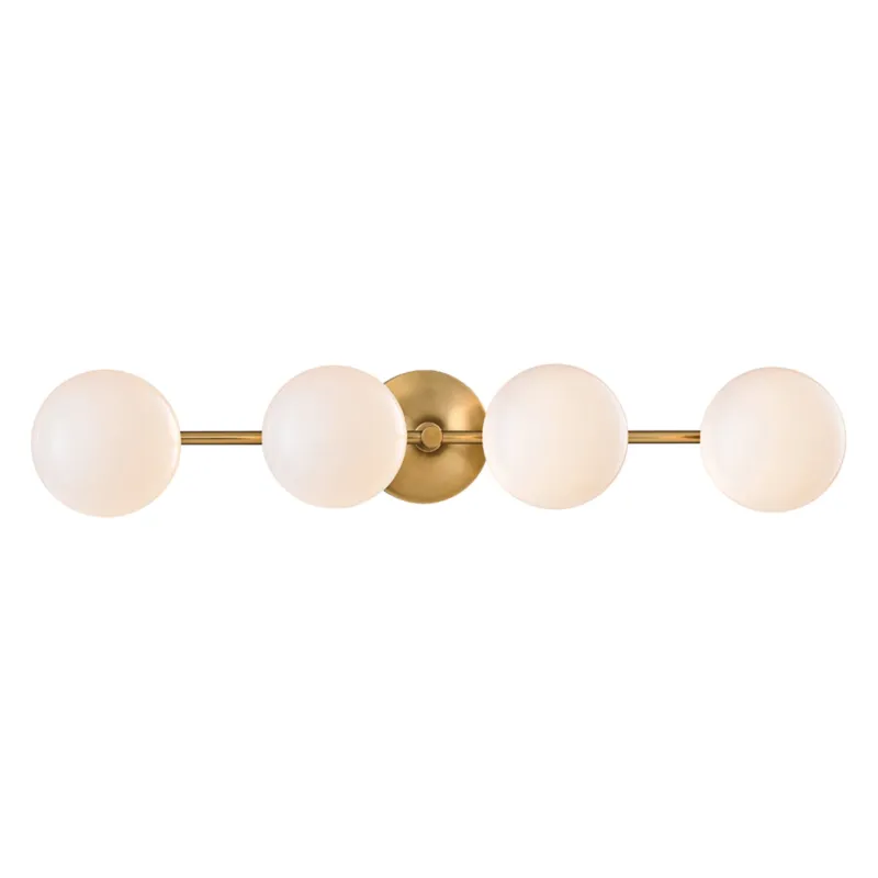 Fleming 4-Light Bath and Vanity in Aged Brass 28.75W x 5H