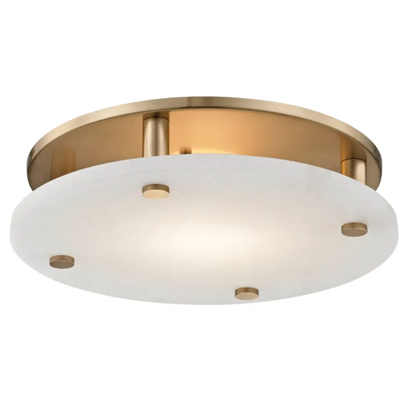 Croton 1-Light Flush Mount in Aged Brass 15W x 3.25H