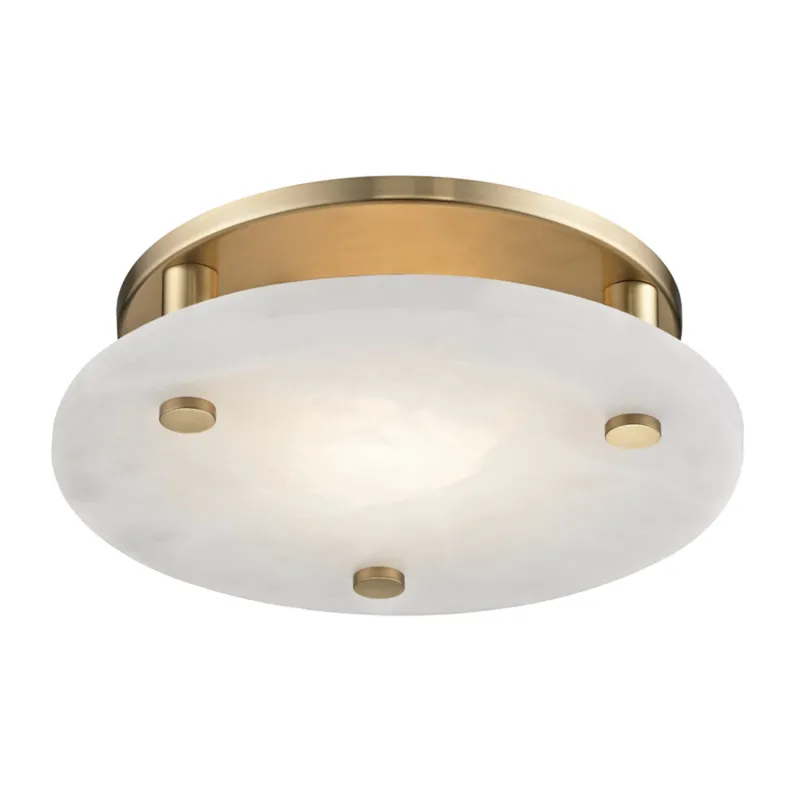Croton 1-Light Flush Mount in Aged Brass 12.25W x 3.25H