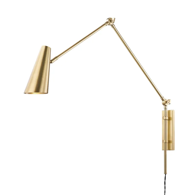 Lorne 1-Light Plug-in Sconce in Aged Brass 4W x 26H