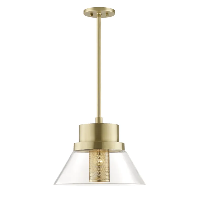 Paoli 1-Light Pendant in Aged Brass 15.75W x 12.5H