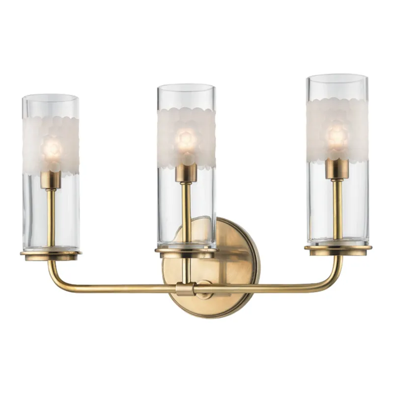 Wentworth 3-Light Bath and Vanity in Aged Brass 16.25W x 10.25H