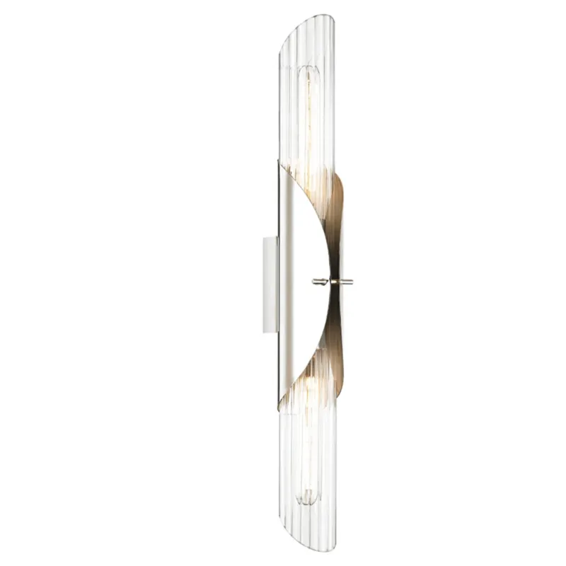 Lefferts 2-Light Wall Sconce in Polished Nickel 3.25W x 26H