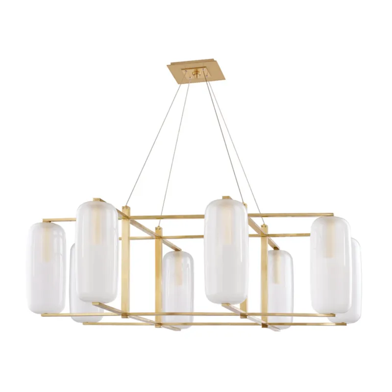 Pebble 8-Light Chandelier in Aged Brass 48W x 15.75H