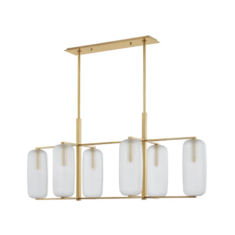 Pebble 6-Light Linear in Aged Brass 53.13L x 19.63W x 22H