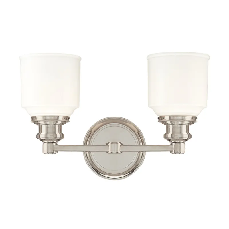 Windham 2-Light Bath and Vanity in Polished Nickel 14.25W x 9.75H
