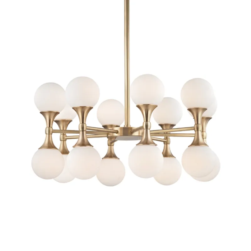 Astoria 16-Light Chandelier in Aged Brass 27W x 13.5H
