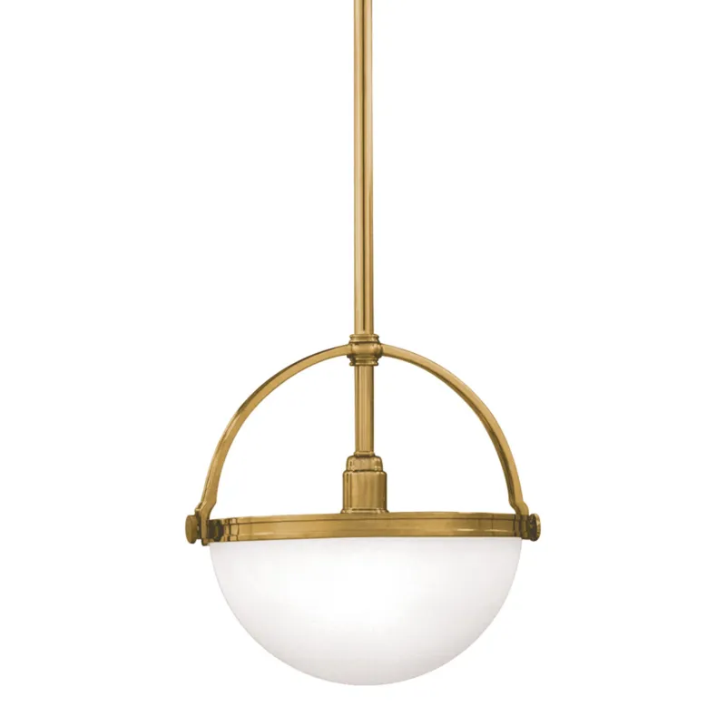 Stratford 1-Light Pendant in Aged Brass 14.25W x 12.75H