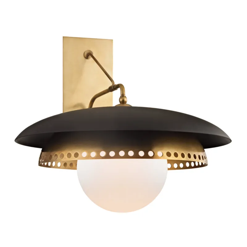 Herkimer 1-Light Wall Sconce in Aged Brass 17.5W x 17H