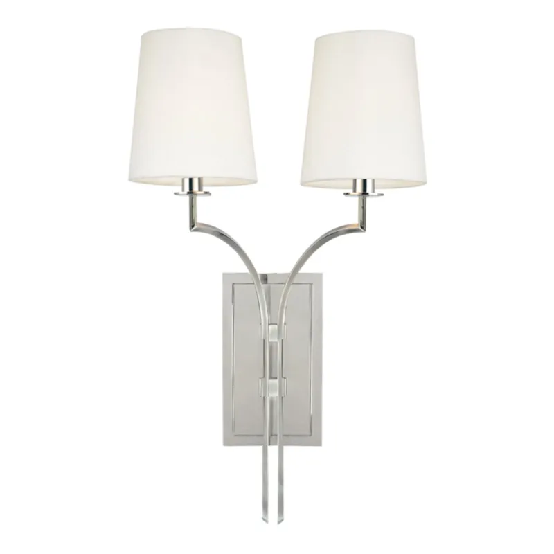 Glenford 2-Light Wall Sconce in Polished Nickel 13W x 22H