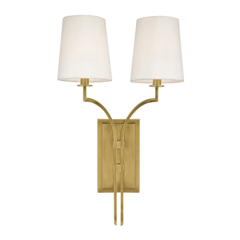 Glenford 2-Light Wall Sconce in Aged Brass 13W x 22H