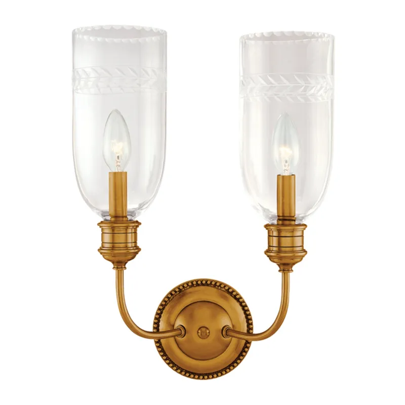 Lafayette 2-Light Wall Sconce in Aged Brass 12.5W x 17H