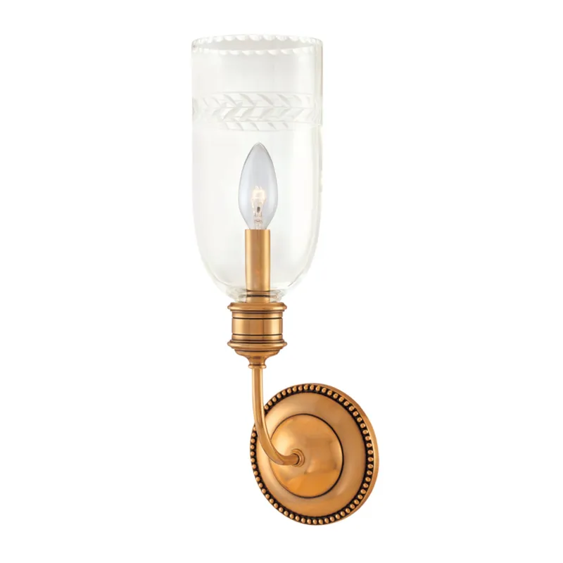Lafayette 1-Light Wall Sconce in Aged Brass 5W x 17H