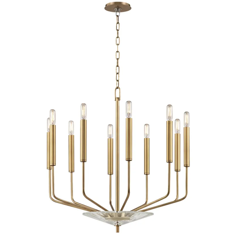 Gideon 10-Light Chandelier in Aged Brass 24.25W x 24.75H