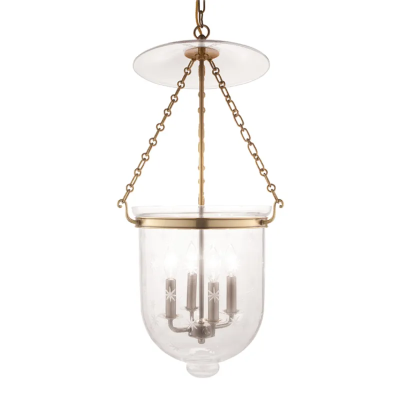 Hampton 4-Light Pendant in Aged Brass 14.5W x 30.75H (255-AGB-C3)