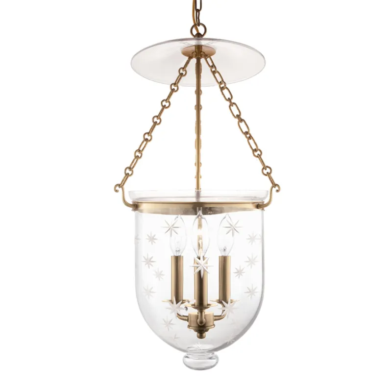Hampton 3-Light Pendant in Aged Brass 12W x 25H (254-AGB-C3)