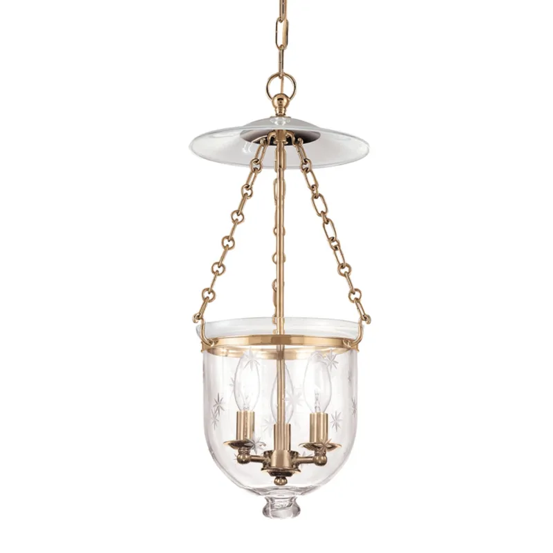 Hampton 3-Light Pendant in Aged Brass 10.25W x 20.75H (252-AGB-C3)