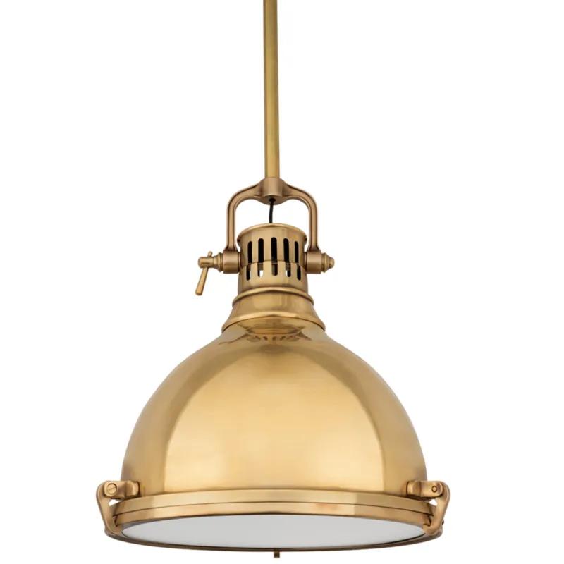 Pelham 1-Light Pendant in Aged Brass 14W x 16.75H