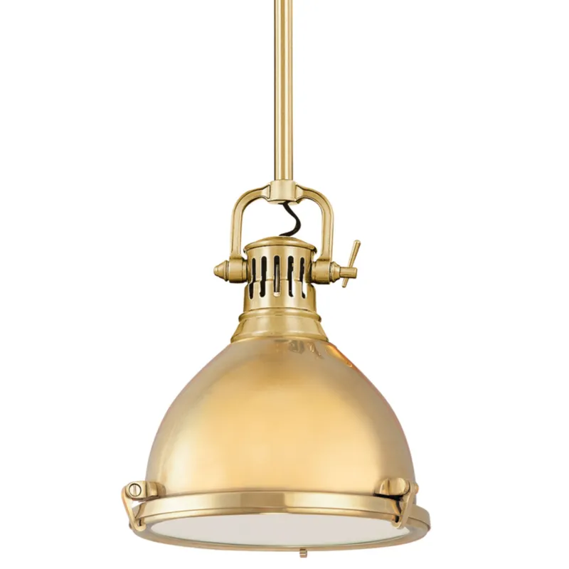 Pelham 1-Light Pendant in Aged Brass 10.5W x 12H