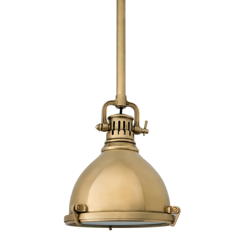 Pelham 1-Light Pendant in Aged Brass 8W x 8.75H