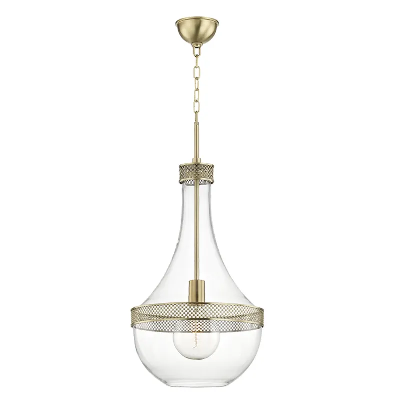 Hagen 1-Light Pendant in Aged Brass 14W x 29.25H