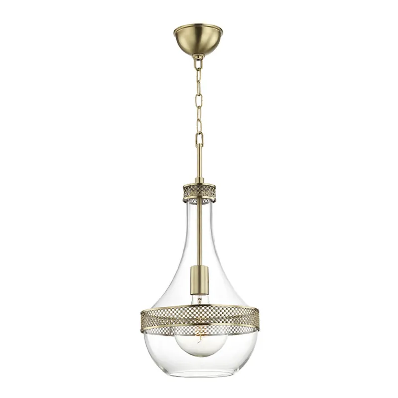 Hagen 1-Light Pendant in Aged Brass 10.75W x 23H