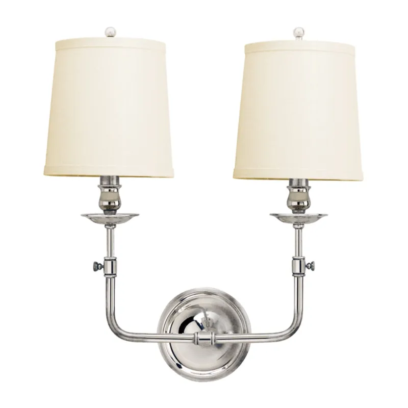 Logan 2-Light Wall Sconce in Polished Nickel 16W x 18H