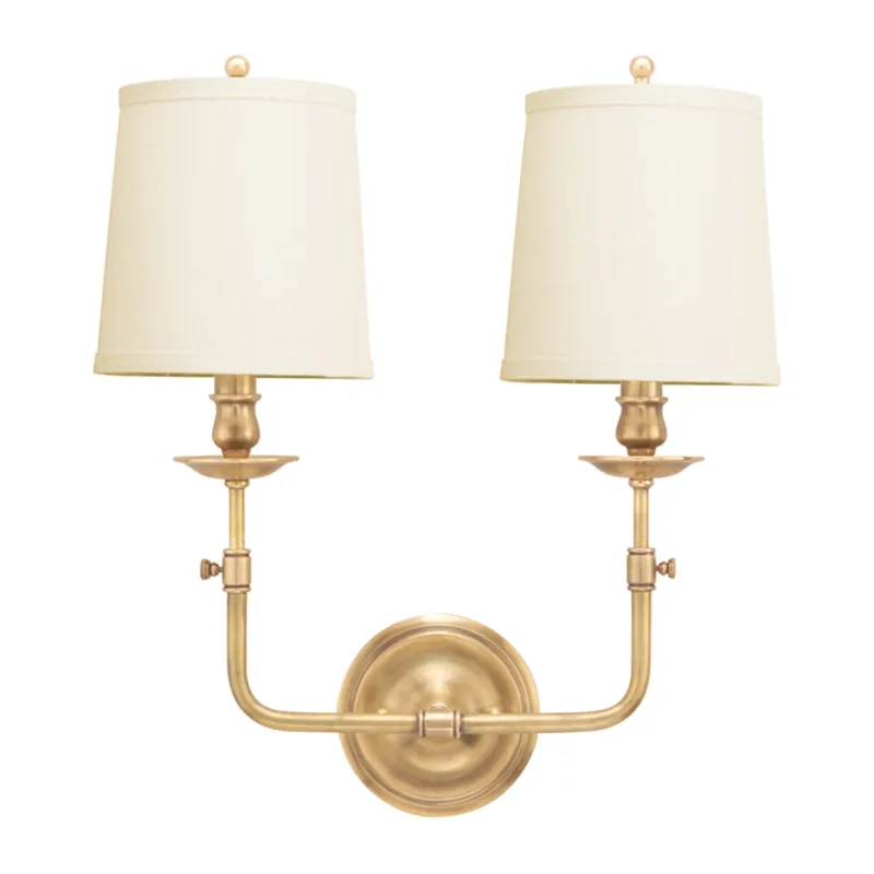 Logan 2-Light Wall Sconce in Aged Brass 16W x 18H