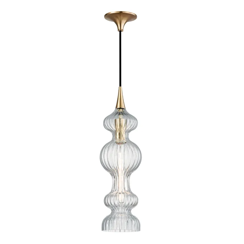 Pomfret 1-Light Pendant in Aged Brass 6W x 20.5H (1600-AGB-CL)