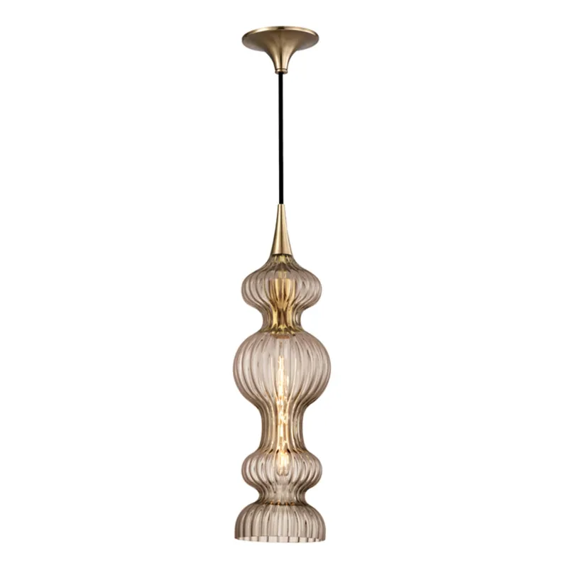 Pomfret 1-Light Pendant in Aged Brass 6W x 20.5H (1600-AGB-BZ)