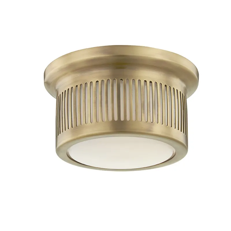 Bangor 1-Light Flush Mount in Aged Brass 6W x 3.5H