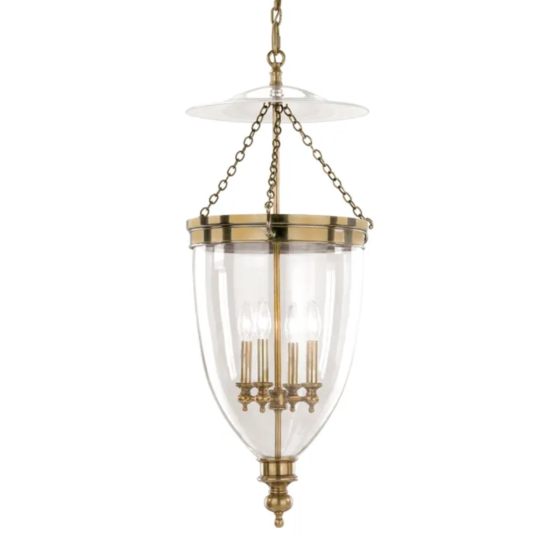 Hanover 4-Light Pendant in Aged Brass 15.5W x 34H