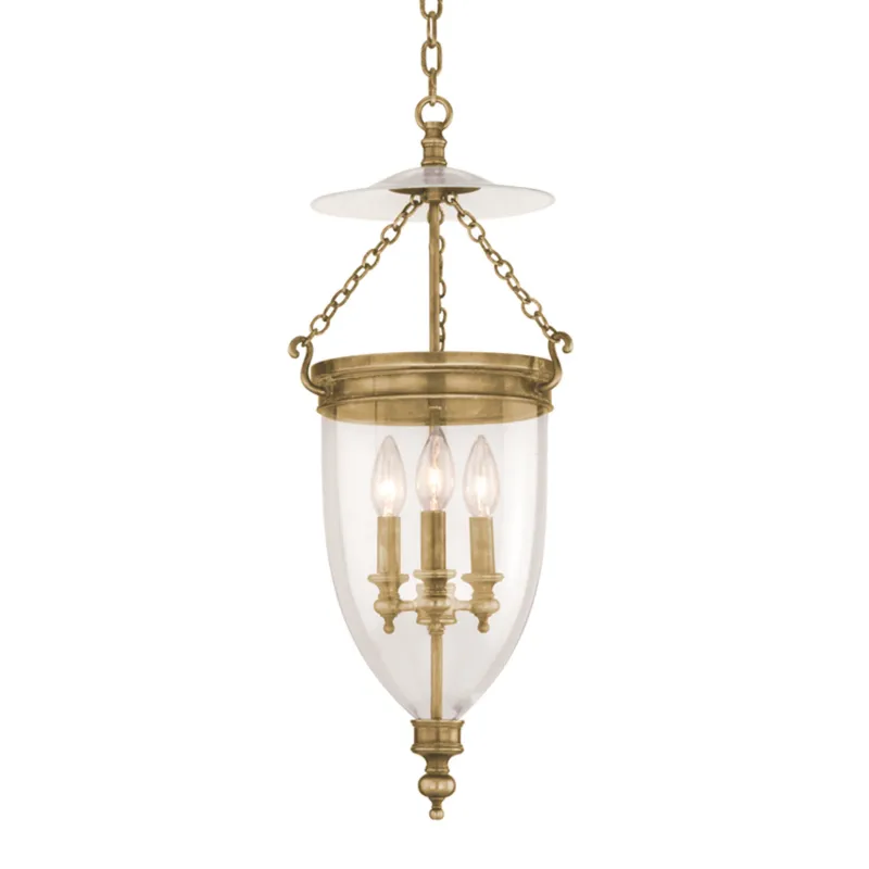 Hanover 3-Light Pendant in Aged Brass 12W x 25.75H