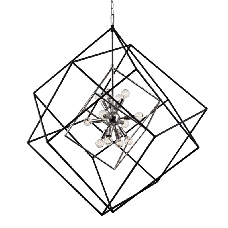 Roundout 12-Light Chandelier in Polished Nickel 34L x 34W x 44.75H