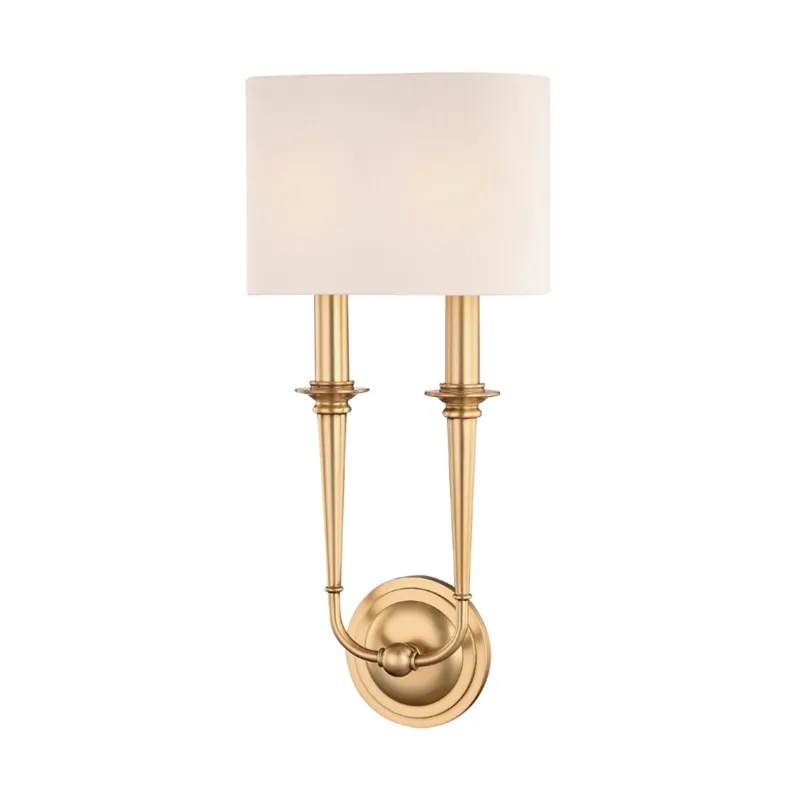Lourdes 2-Light Wall Sconce in Aged Brass 9.5W x 19H