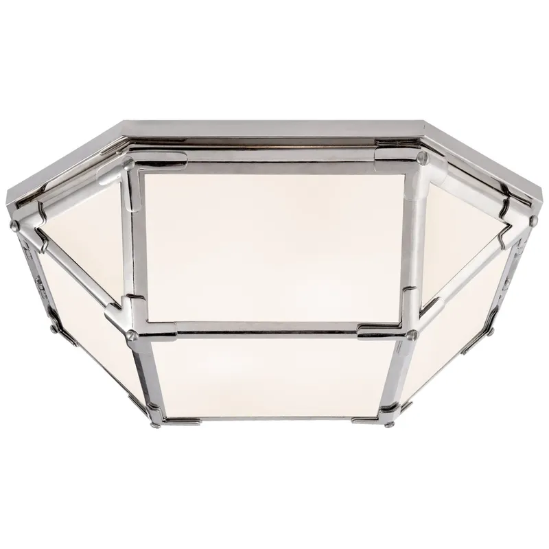 Suzanne Kasler Morris Flush Mount in Polished Nickel with White Glass Ceiling Light W15.5" x H5"