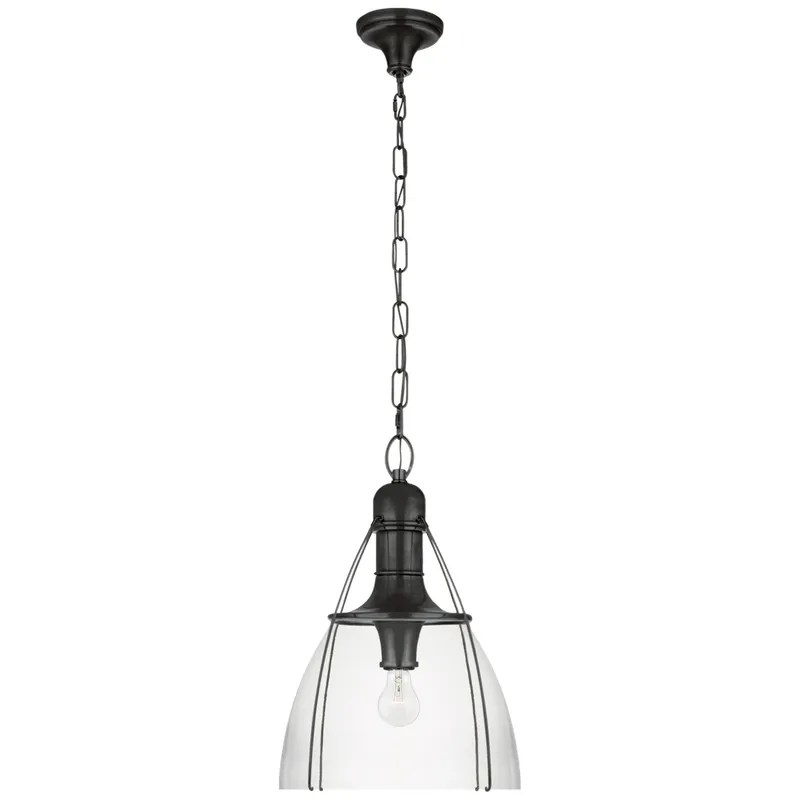 Chapman & Myers Prestwick 18" Pendant in Bronze with Clear Glass Ceiling Light W18" x H26.5"
